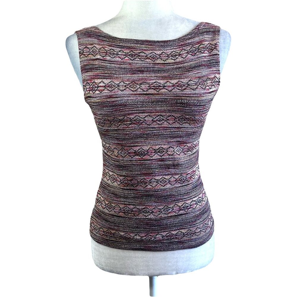 Forever 21 Vintage Y2K 2000s Geometric Boat Neckline Stretchy Top